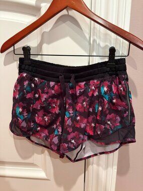 Lululemon pink floral workout shorts size 4